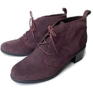 Clarks Nevella Harper Suede Leather Lace Up Ankle Booties Size 10WBurgundy